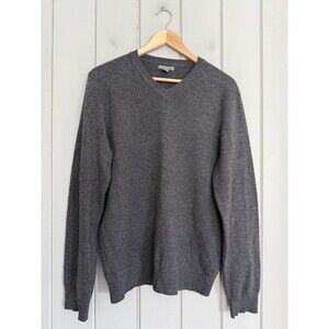 Women's Apartment 9 100% Cashmere Sweater L Large V-Neck Pullover Gray
